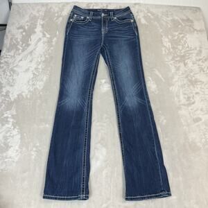 Miss Me Jeans Womens 26 Curvy Boot Blue Denim Mid Rise Western Y2K Glam Rock